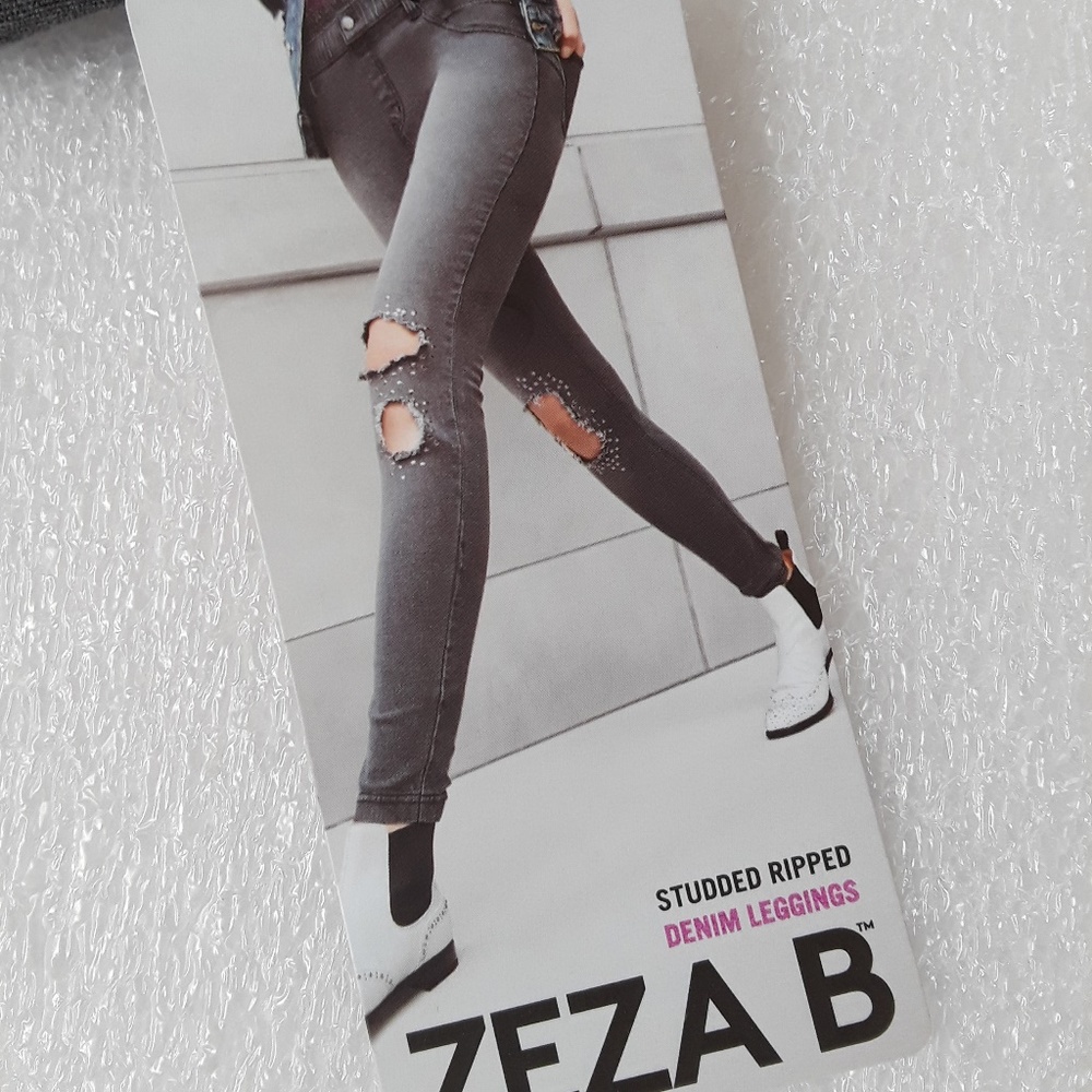 Ripped denim leggings - sz S (waist 28)  - NWT